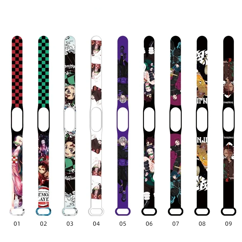 Hot Demon Slayer Tanjirou Strap for Mi Band 4 3 5 6 Creative Graffiti Silicone Sports Bracelet Replacement High Quality Strap