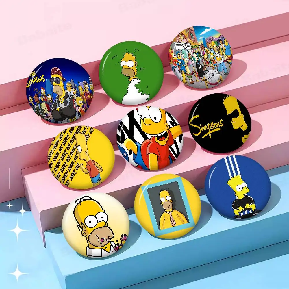 Cartoon cool The S-Simpsons Creative Pins Funny Round Snap-in Brooch Badge Backpack Hat Accessories Jewelry Gifts for Friend