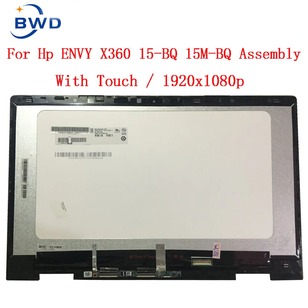 Original 15.6'' Screen Touch Glass Digitizer Assembly+Bezel For HP ENVY x360 15-BQ 15-bq005ur 15-bq006ur 15-bq007ur 15-bq008ur