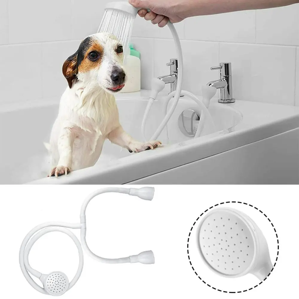 

New Double Tap Bath Shower Head White Pet Washing Sink Spray Hose ABS Handheld Hose Shower Attachment Head