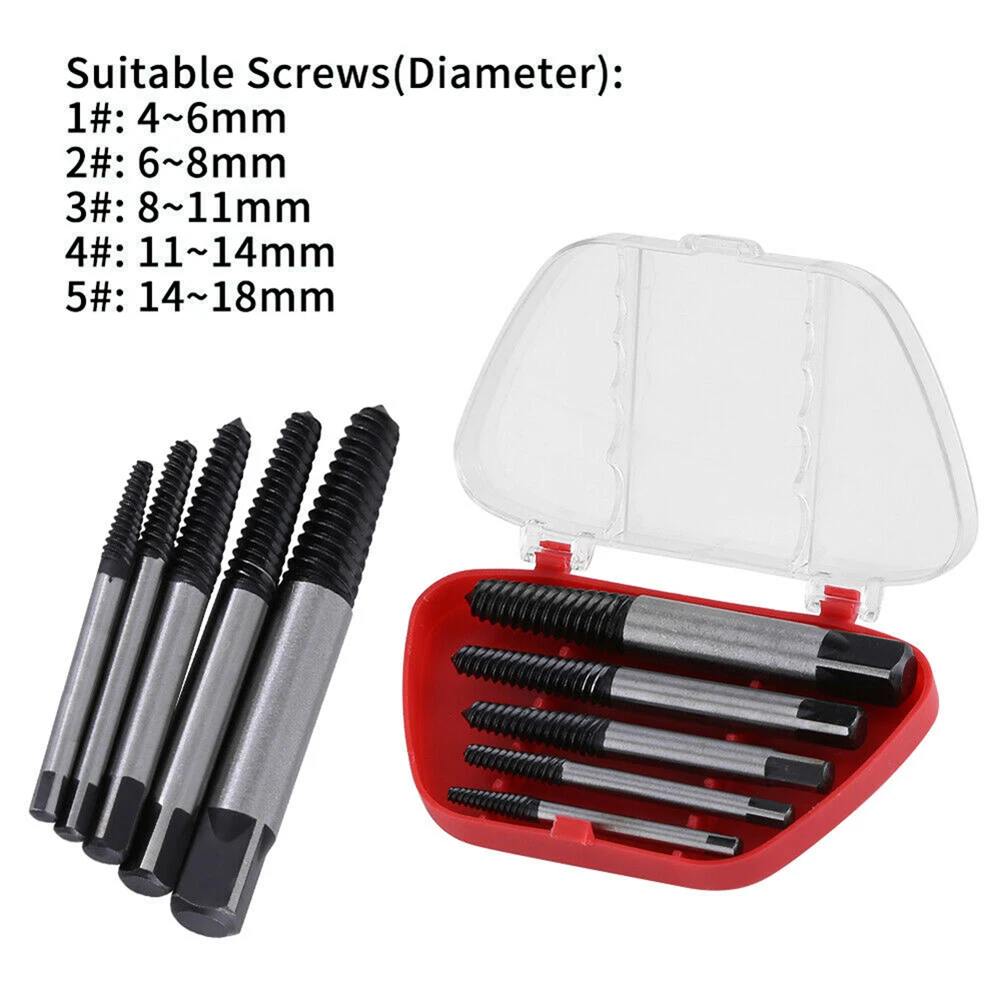 

Remover Screw Extractor Silver +Black With Storage Box Bolt Drill Bits Easy Out 4mm To 18mm Chrome Vanadium Steel