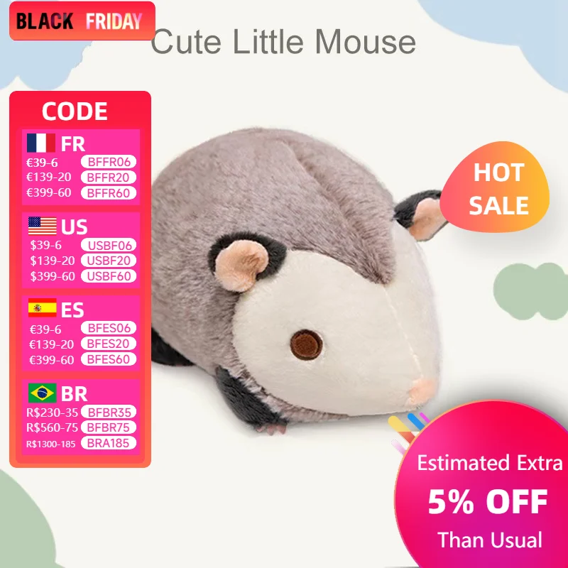 

HighQuality 30cm Cute Mouse Plush Toy Soft Stuffed Animal Christmas Thanksgiving Gift