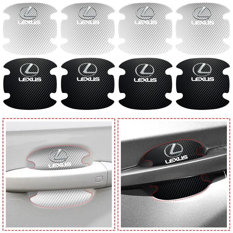 

Car Sticker 4PCS Car Door Handle Protection Sticker Emblem Car Styling For Lexus CT200H ES350 GX460 470 IS250 LS460 NX300 RX300