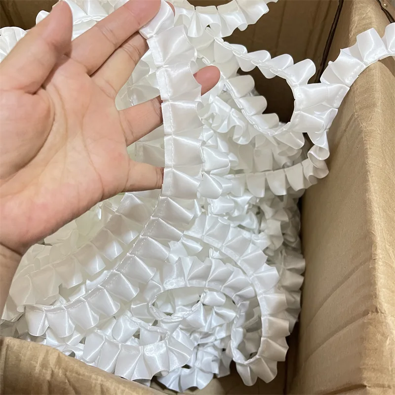 

40Yards Handmade Lace Trim Clothes Stand Collar Skirt High Density Pleats Luxury Outfit Polyester Material for DIY Crafts