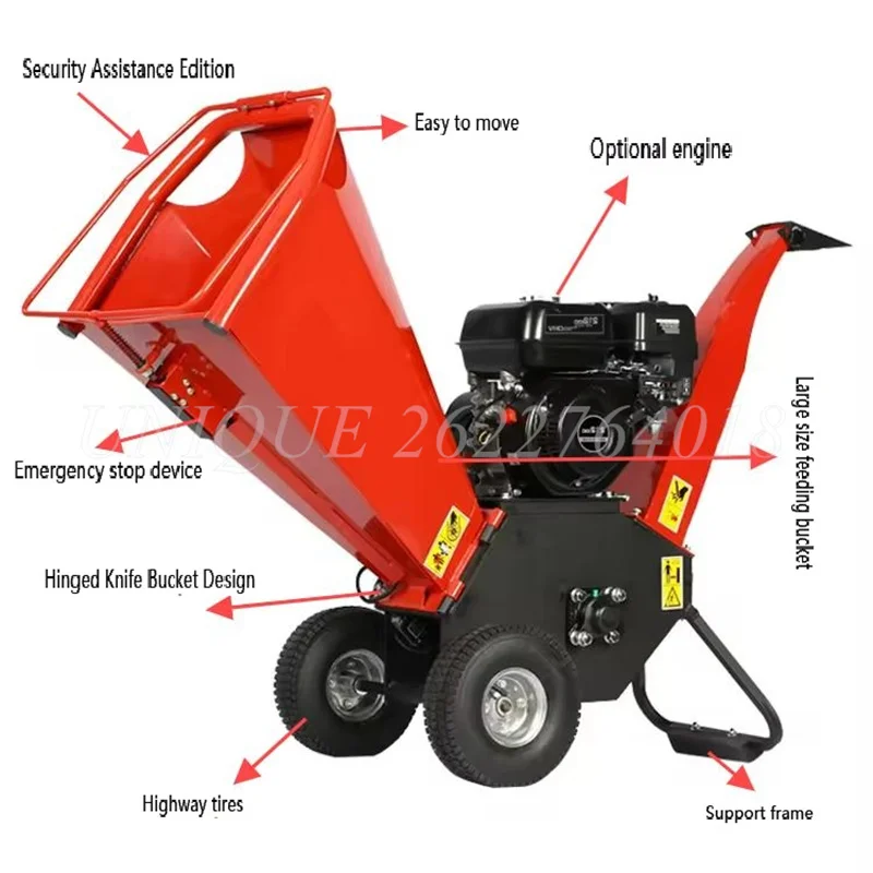 High Horsepower Firewood Processor High Speed Wood Crusher Mobile Tree Branches Crushing Shredder Maker Wood Chipper for Garden