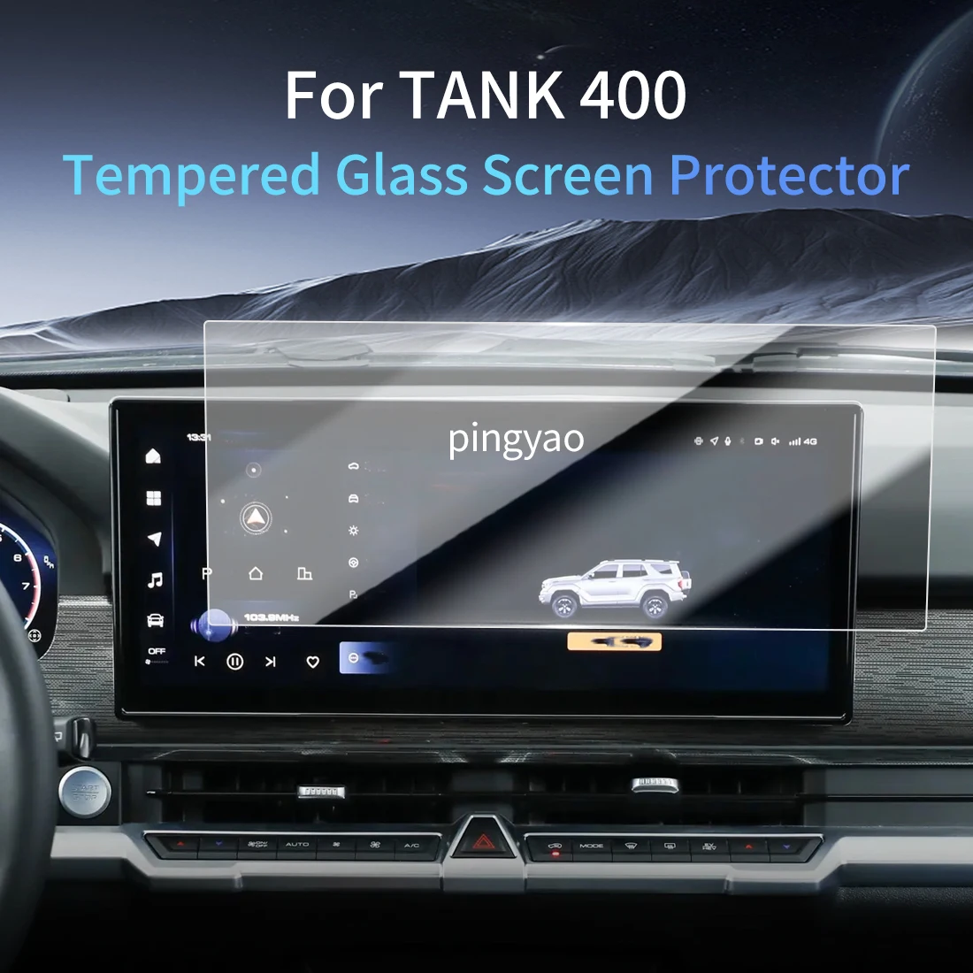 

Car Sticker Screen Protector Navigation Display Tempered Glass Protective Film Car Vehicle For24 Great Wall Motor TANK 400