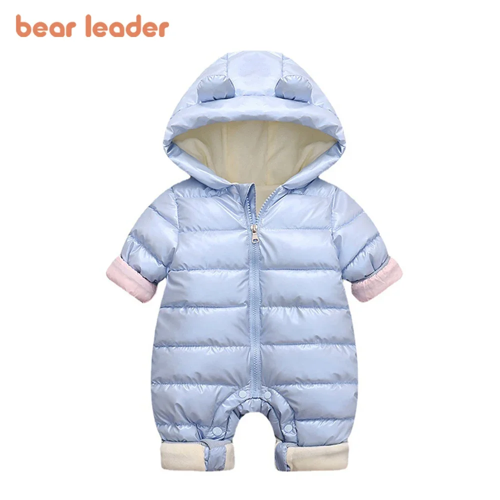 Bear Leader Newborn Baby Clothes Jumpsuit 2023 Winter Warm Thickened Cotton Romper Children Kids Cute Cartoon No Clean Jumpsuit