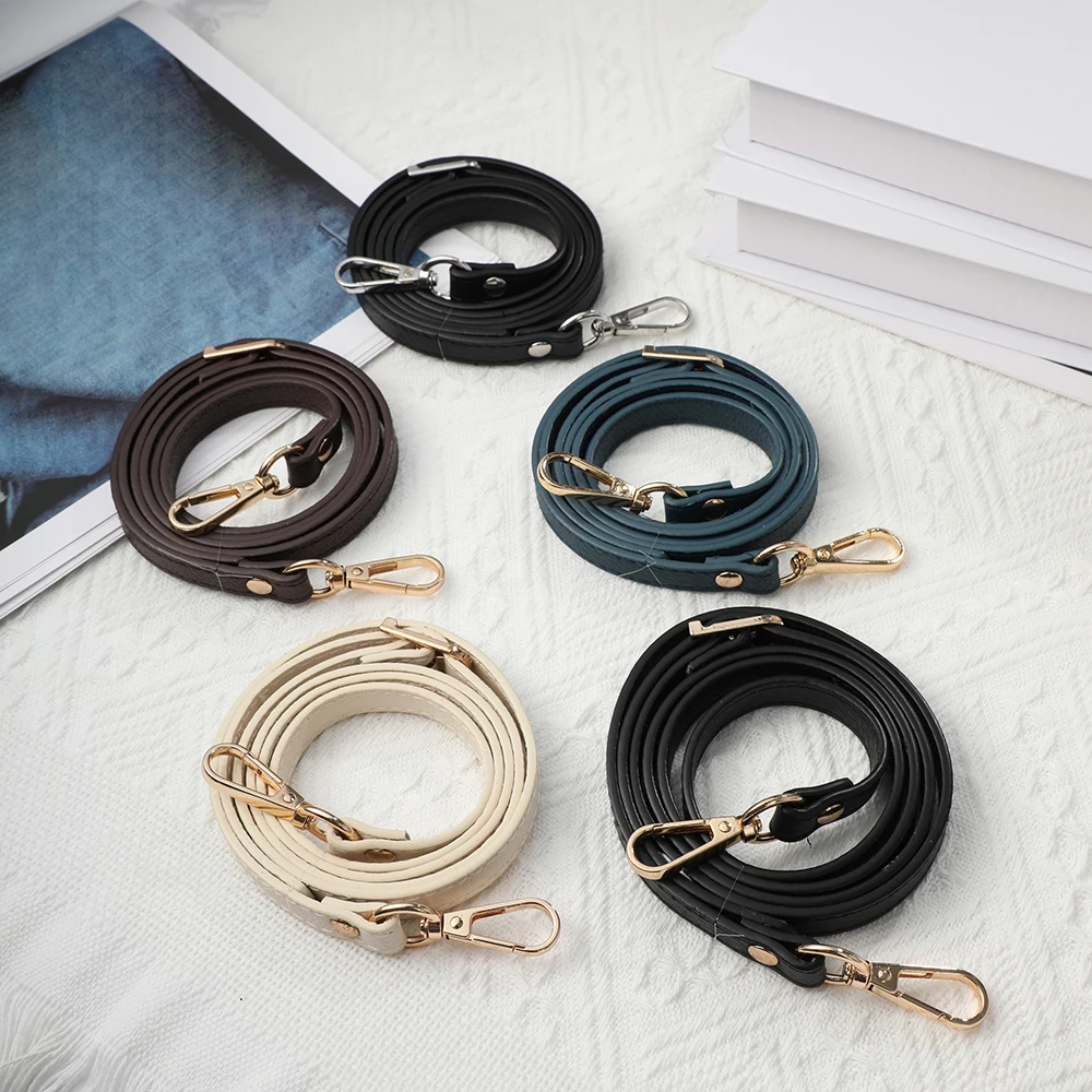 

128CM Long Thin PU Bag Belts With Silver Buckles New Handbag Handles Replacement High Quality Shoulder Bag Strap Bag Accessories