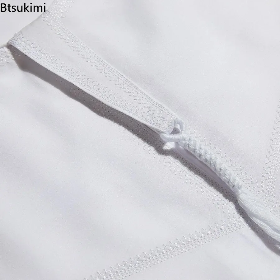 2025 Abaya islamska męska szata muzułmańskie sukienki Djellaba prosta modna aplikacja koszule arabska sukienka męska odzież etniczna prezent Thobe