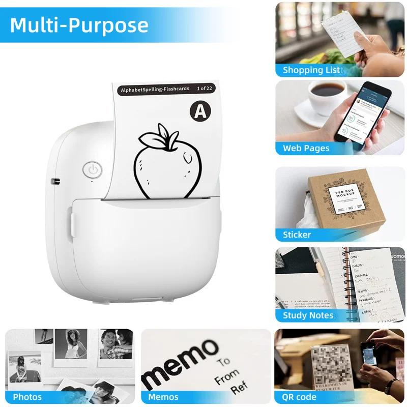 Customized. Portable Thermal Label Printer, Handheld Sticky Note Printer, Small Pocket Error Correct