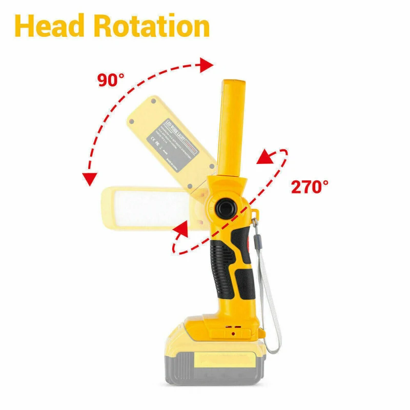 Outdoor Lamp LED Work Light for Dewalt 18V 20V Lithium Battery DCB205 DCB206 Portable Electric Torch Flashlight Camping Lighting