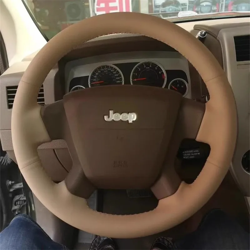 

for Jeep Compass Limited Jeep Patriot 2007-2010 Hand Stitched beige Genuine Leather Car Steering Wheel Cover
