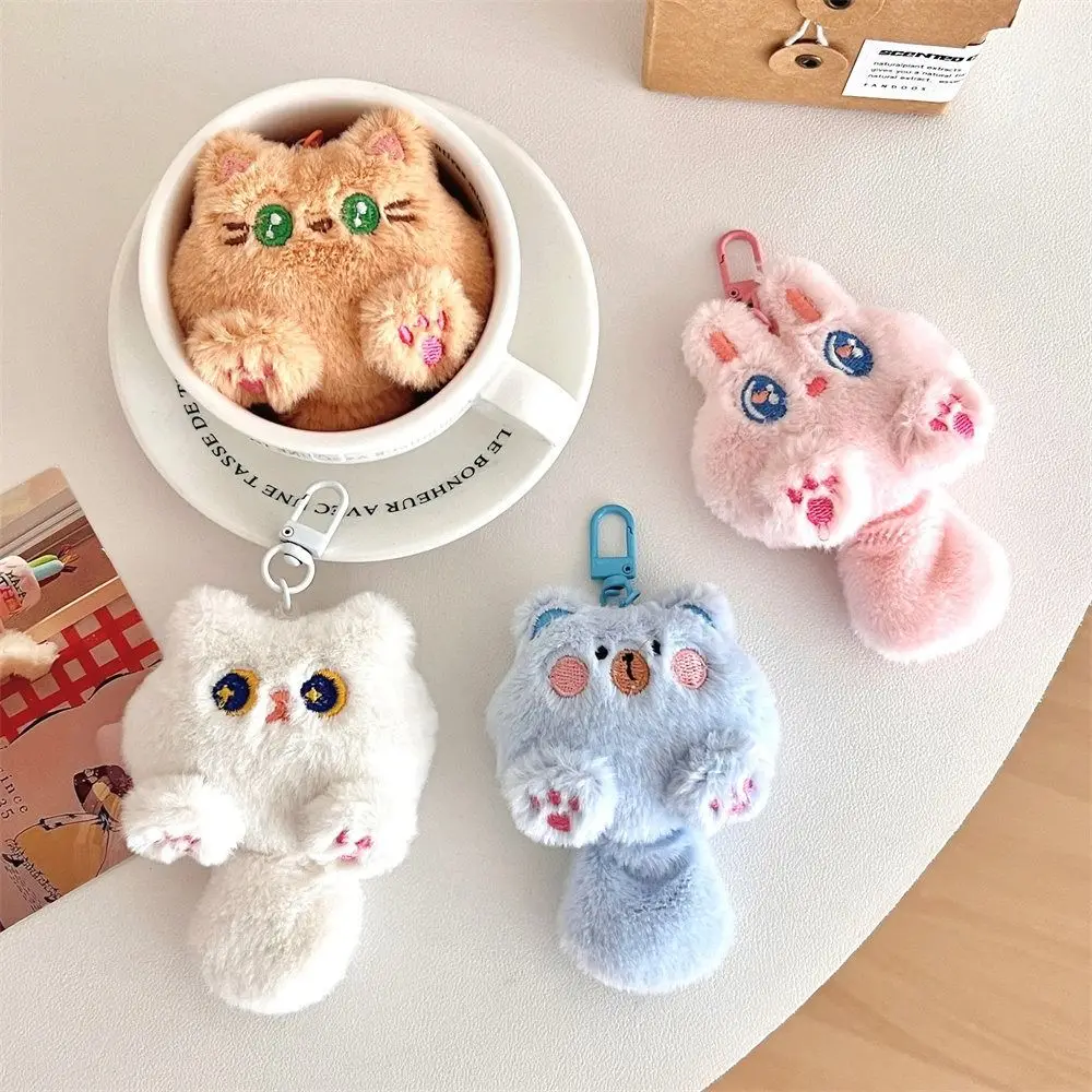 Porte-Clés en Peluche en Forme de Chat, Lapin et Beurre, Pendentif Amusant et Mignon avec Queue pour Enfant