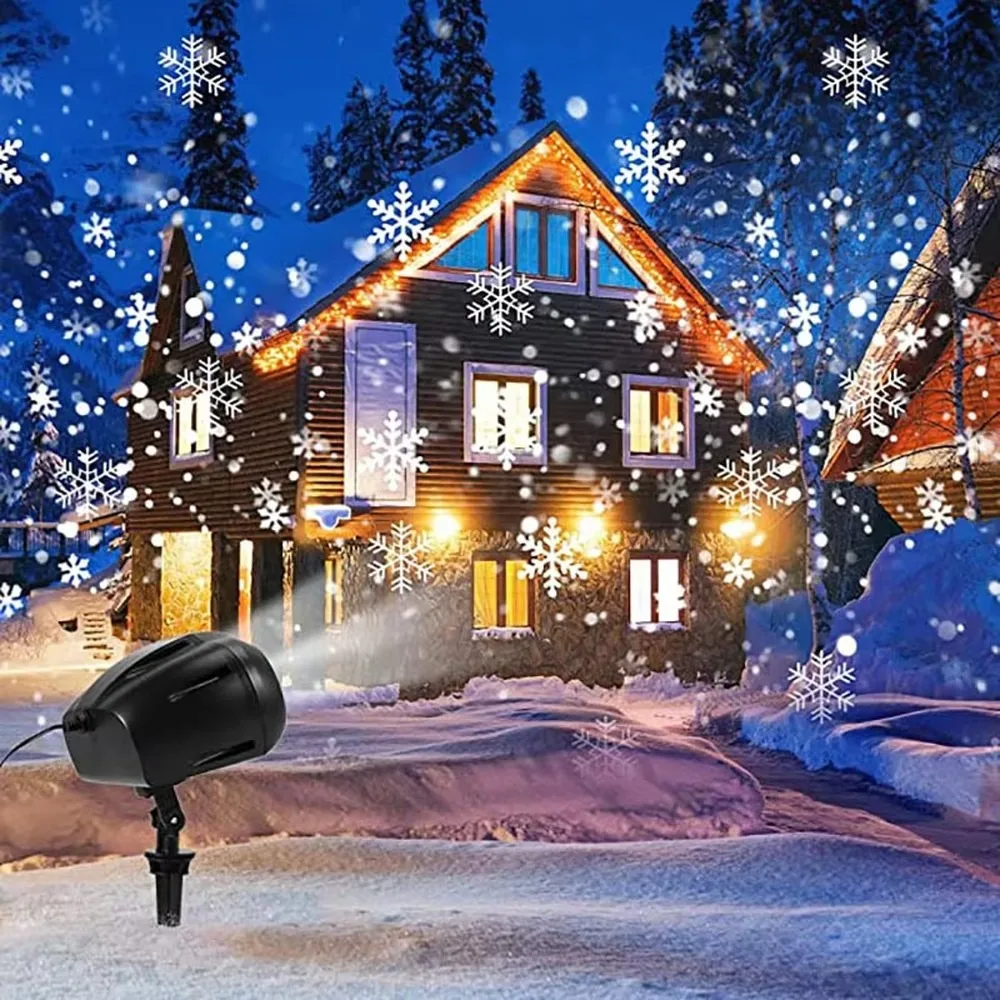 Christmas Snowfall Projector Lights Indoor Outdoor Holiday Projector with Remote Control White Snow for Halloween Xmas