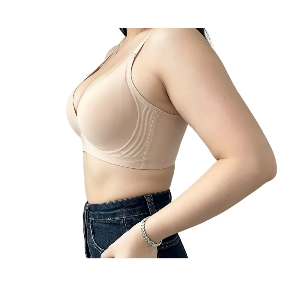KUCLUT Plus-Size Women's Lingerie, Large Bust, Push-Up, Anti-Sagging, Seamless, Wireless, Plump MM, Jelly Sexy Bra