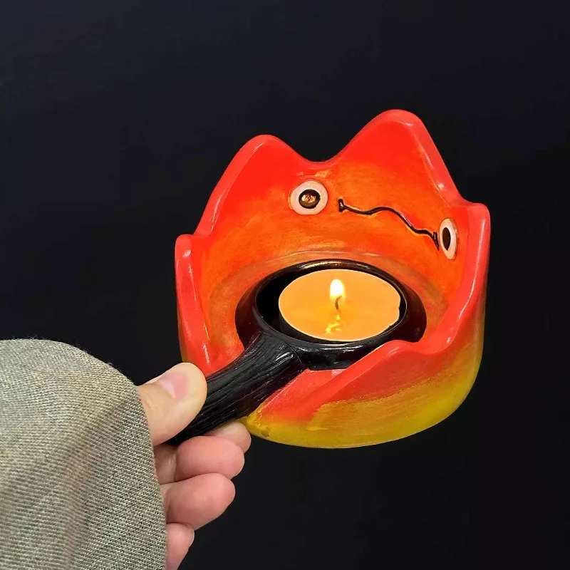 Entzückender Mini-Flammen-Kerzenständer, Halloween-Dekoration, Cartoon-Stil, Kunstharz, Basteln, Desktop-Ornament, ideal für Zuhause, Geburtstagsgeschenke
