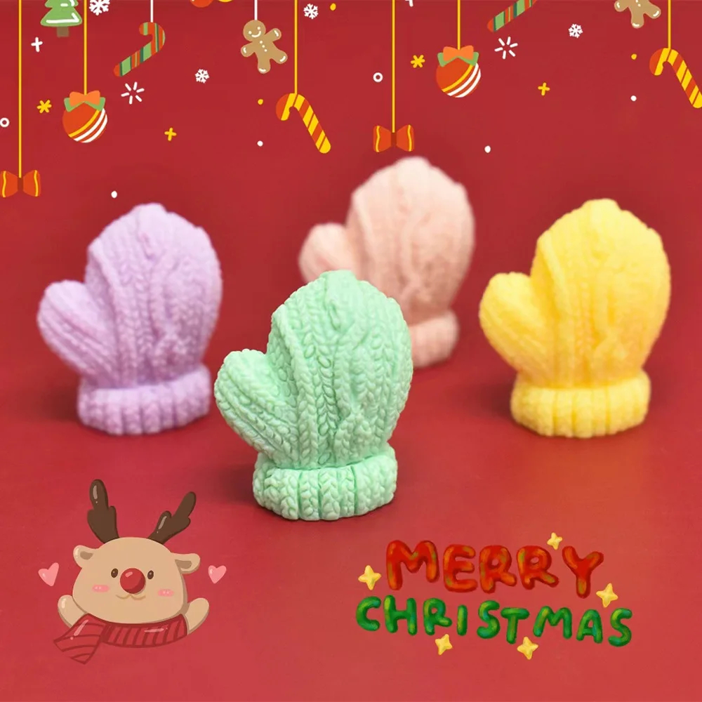 Kawaii Mini Resin 3D Christmas Knitted Wool Gloves Miniatures Supplies Embellishments Flatback Accessories Figurine Craft DIY