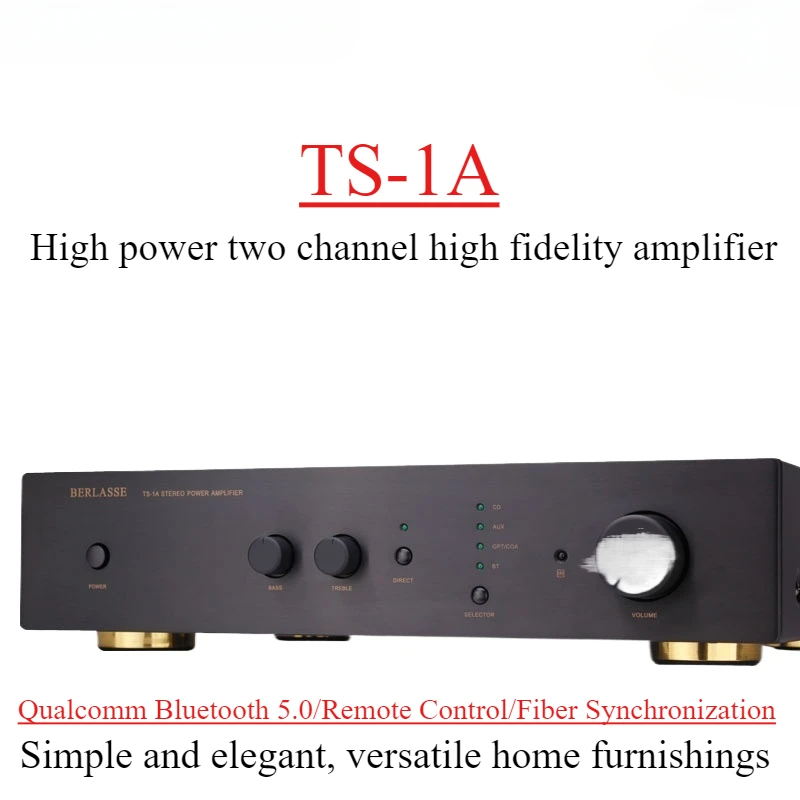 BERLASS TS-1A HIFI2.0 high power dual channel stereo home speaker amplifier dual ring cattle Bluetooth 5.0 remote control