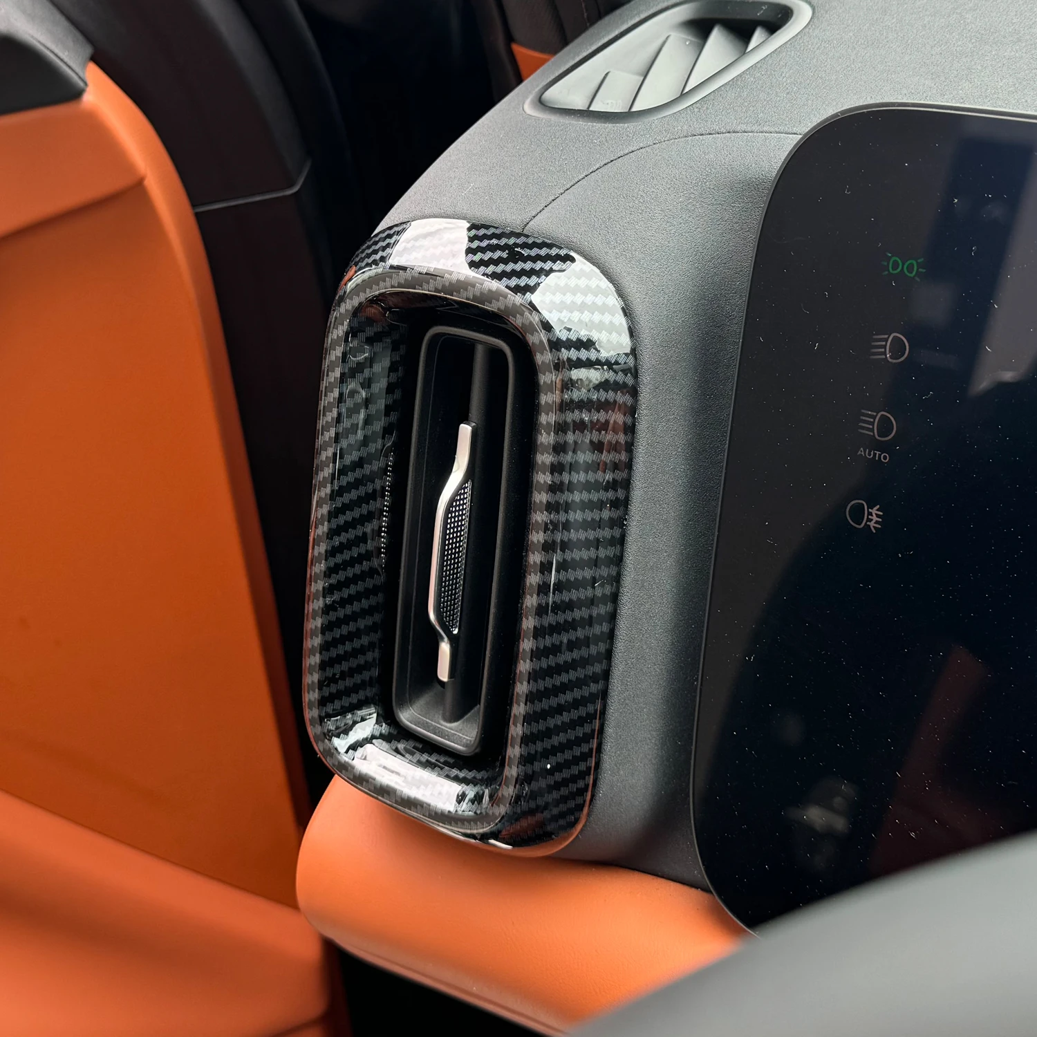 For Aito M9 2024 Car Accessories ABS Carbon Fiber Style Interior Front Side Air Vent Outlet Cover Trim 2pcs image 5