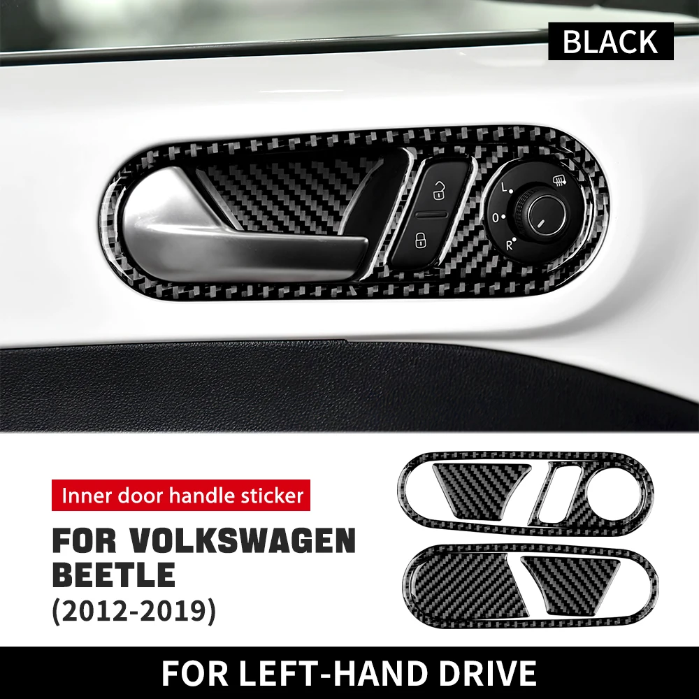 Real Soft Carbon Fiber For Volkswagen Beetle 2012 2013 2014 2015 2016 2018 2019 Inner Door Handle Sticker LHD RHD Accessories