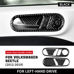 Real Soft Carbon Fiber For Volkswagen Beetle 2012 2013 2014 2015 2016 2018 2019 Inner Door Handle Sticker LHD RHD Accessories