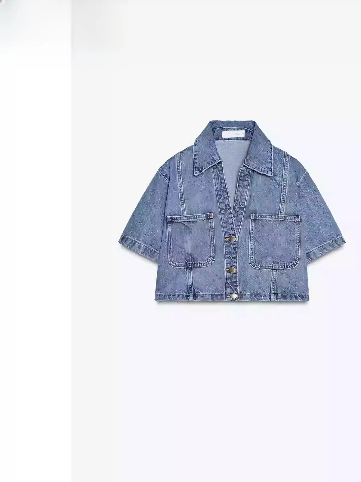 

Summer 2025 Women's ort Collar Denim irt Jaet Unique Design Casual Loose Fit Single Piece Pure Color Faion Outer...