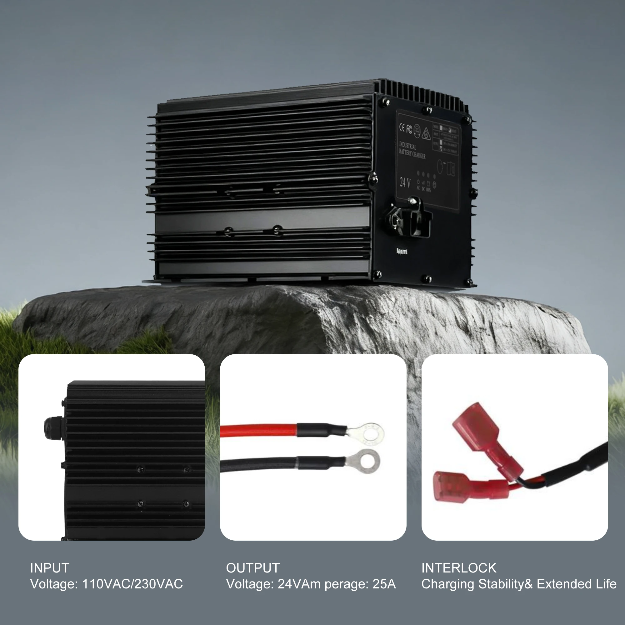 

HB600-24B, зарядное устройство для ножничных подъемников, 24 В, 25 А для ножничных подъемов Genie/Skyjack/JLG, заменяет 161827/128537/96211/105739GT, IP67