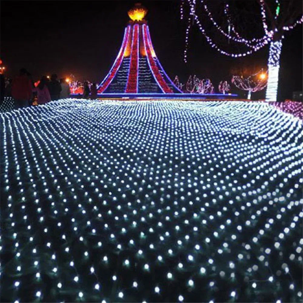6x4M 3x3M LED Net Mesh Light Christmas Window Curtain String Light Outdoor Fairy Light Garland for Wedding Holiday Decor Lamp