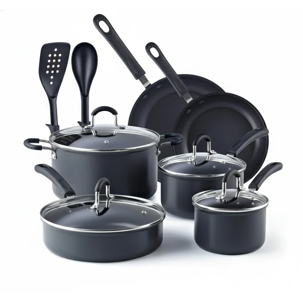 

Professional Nonstick Cookware Set 12-Piece Hard Anodized Dishwasher Safe Pots Pans for Home Chefs