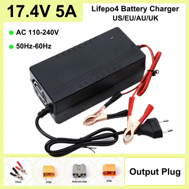 

17.4V 5A LTO Charger 12V 5A 6S 2.3V Lithium Titanate Battery Pack AC 110-240V 50Hz 60Hz 10A Smart Fast Charging US/EU/AU/UK Plug