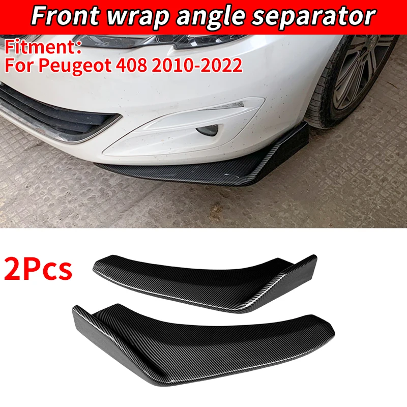 

High Quality Accessories ABS For 408 2010-2022 2015 Car Front Bumper Splitters Aprons Lip Winglet Wrap Angle Carbon Look