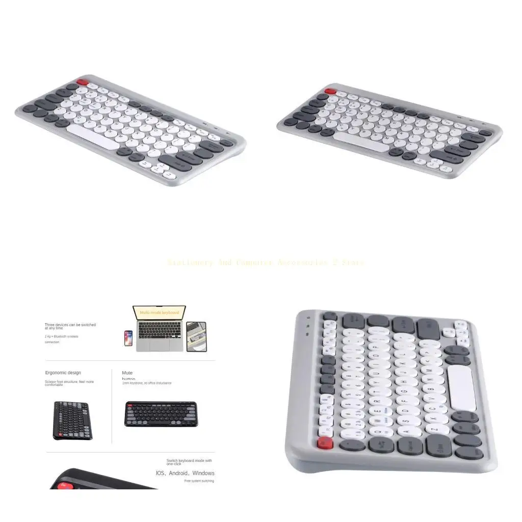 

Wireless Keyboard 2.4G BT5.0 Ergonomic Designs USB Receiver Support Multi Device