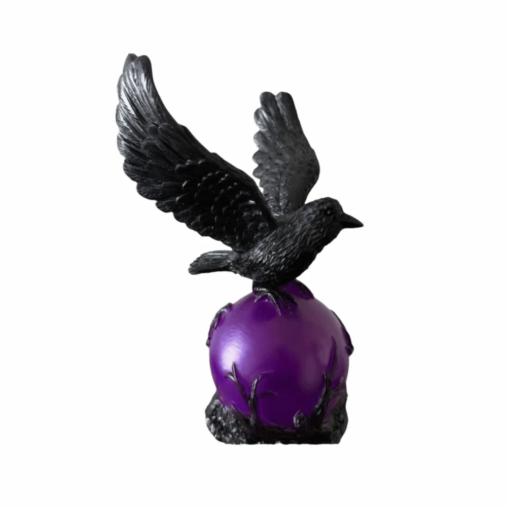 Sphere Design Desktop Ornaments Gothic LED Lamp Halloween Decoration Raven Statues Creative Table Lamp Halloween Decor