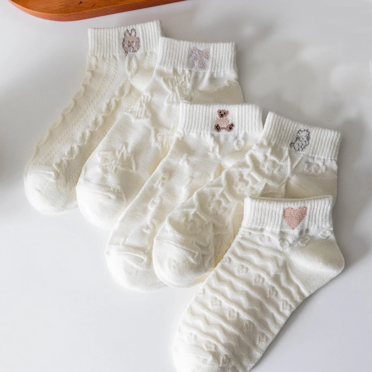 5 pairs of pure white fairy socks