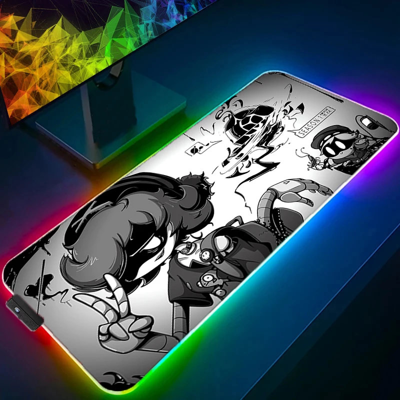 

RGB LED Anime HD Print Mouse Pad Mousepad M-murder Uzi N V J Drones Desk Mouse Mat Gamer Accessories Non-slip Keyboard Pad