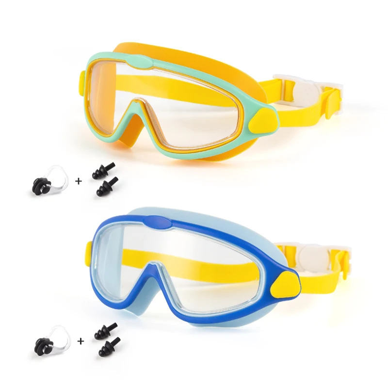 

Wide View Anti Fog UV Protection Waterproof Soft Silicone Big Frame Children Swimming Mask Kids Swim Gogglespromote sales
