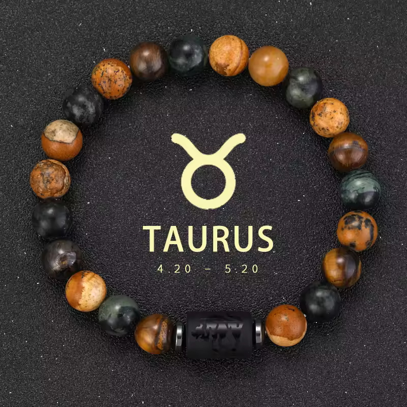 12 Zodiac Bracelets Natural Stone Cancer Virgo Leo Libra Bracelet Couples Friendship Gifts Bracelets jewelry pulsera hombre - Image 30