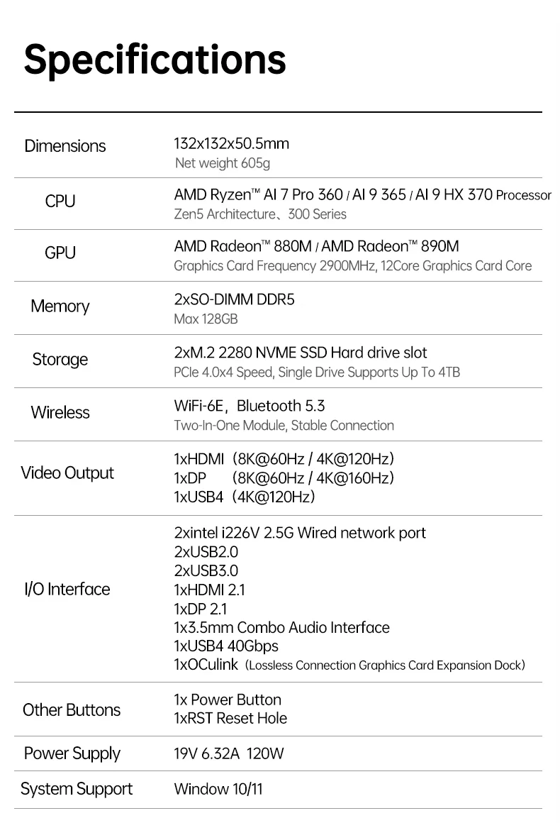 Topton Metal AI Mini PC AMD Ryzen AI 9 HX 470 370 R9 8945HS OCuLink USB4 Dual 2.5G LANs 2xNVMe Windows 11 Gaming Computer WiFi6E