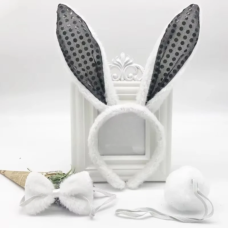 

3pcs /set New June 1 Children's Day Holiday Party Activity Performance Animal Plush Rabbit Ears Hair Hoop Accessories Headdress