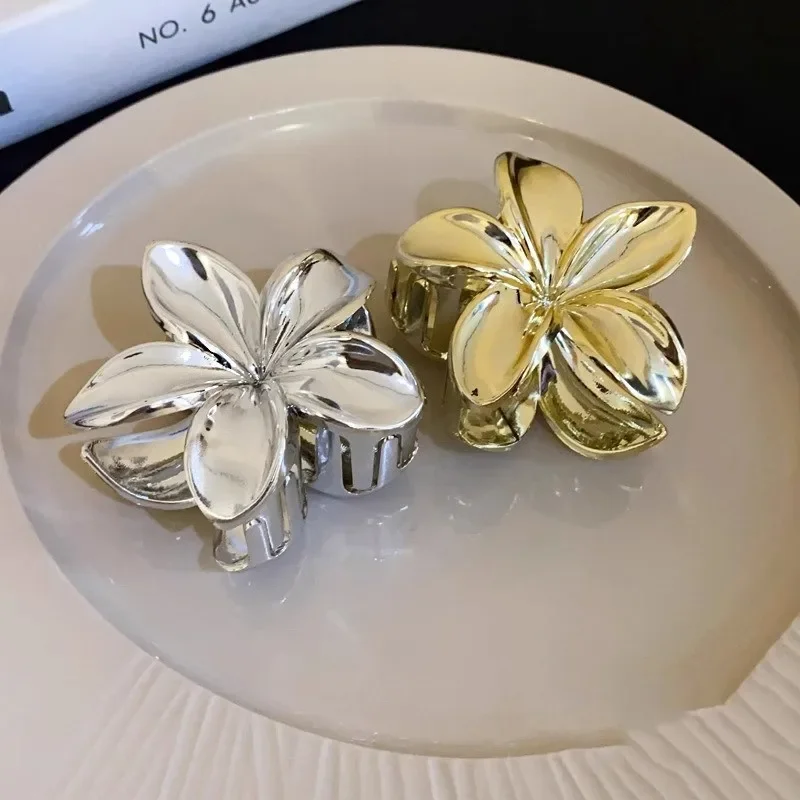 Простая золотая и серебряная заколка для волос Plumeria для женщин, элегантная темпераментная блестящая заколка в виде акулы, модная заколка для волос с хвостиком для девочек