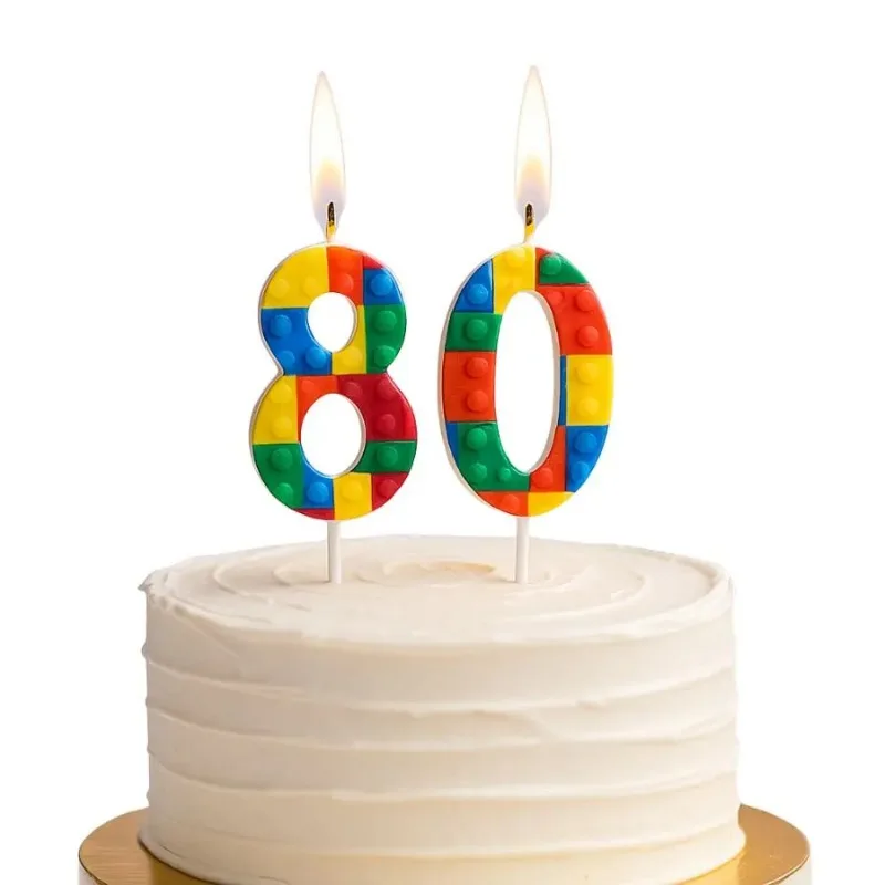 1 Stück farbige Baustein-förmige digitale Kerze, Kuchendekoration, 0–9, Geburtstag, Backdekoration, Plugin 2026