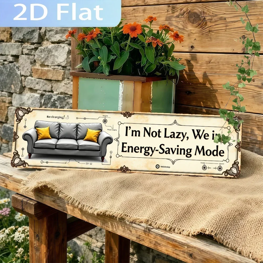 2D Flat, 1pc Decor Saying 'Couch with Energy-Saving Mode Text', a Rustic Farmhouse Wall Art Featuring a Weathered