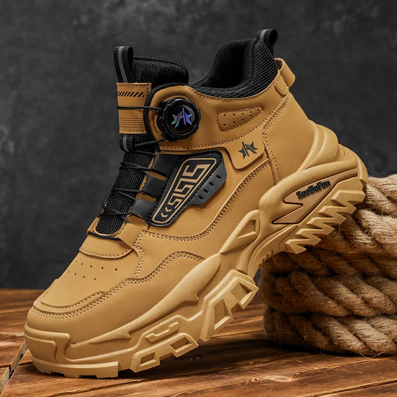 أحذية رجالية عالية الجودة 2025 خريف جديد عصري ماركة أحذية رياضية جلدية متعددة الاستخدامات للرجال في الهواء الطلق المضادة للانزلاق سميكة سوليد #3