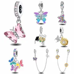 925 Sterling Silver Colorful Butterfly Series Fit Diy Charms Beads Bracelet Necklace Making Gift Of High Quality Fine Jewelry