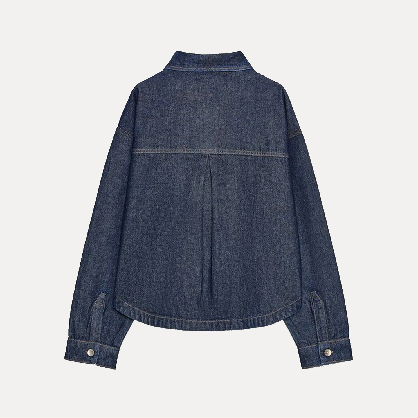 เสื้อแจ็คเก็ตยีนส์ผู้หญิง รุ่นใหม่ ฤดูใบไม้ร่วง ปี 2025 ตกแต่งด้วยผ้าเดนิม สไตล์ลำลอง ปกเสื้อแบบยาว ติดกระดุม