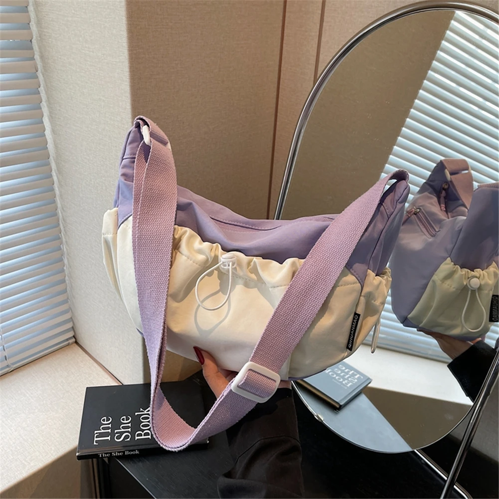 

Canvas Shoulder Bag Cloud Design Mini Tote Handbag Crescent Bag for Women