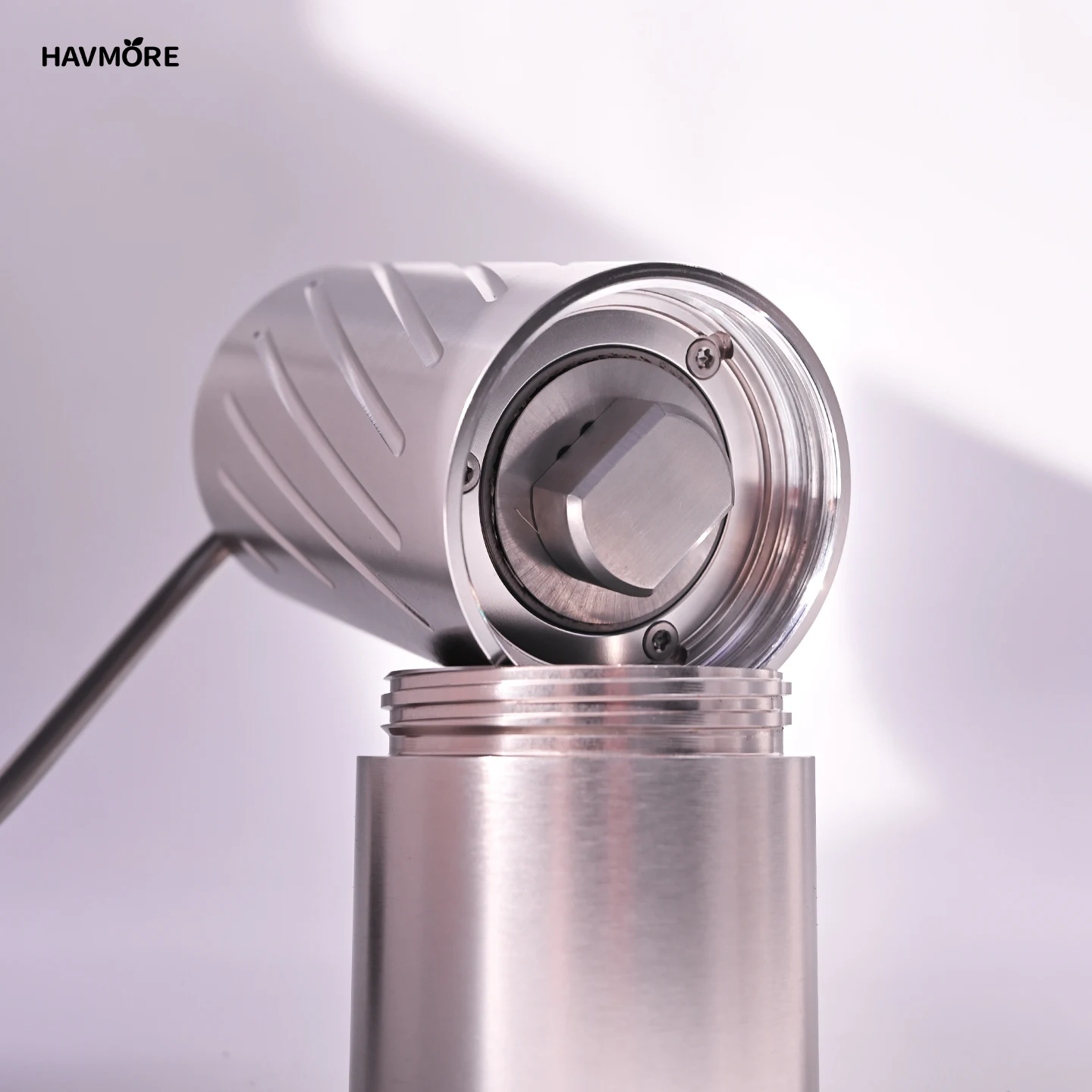 Havmore High Quality Aluminum Alloy Body Stainless Steel Conical 7-Star Burr Coffee Grinder Adjustable Hand Coffee Grinder