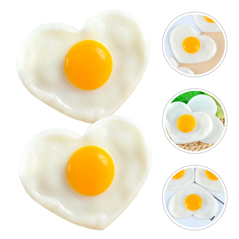 

2 Pcs Poached Fake Food Lifelike Fried Decoration Decorate Restaurant Prop