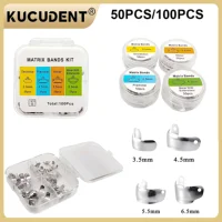 50/100 Uds bandas de matriz seccionales dentales 3,5-6,5mm matrices de Metal preconecidas para herramientas de odontología de restauración de dientes posteriores