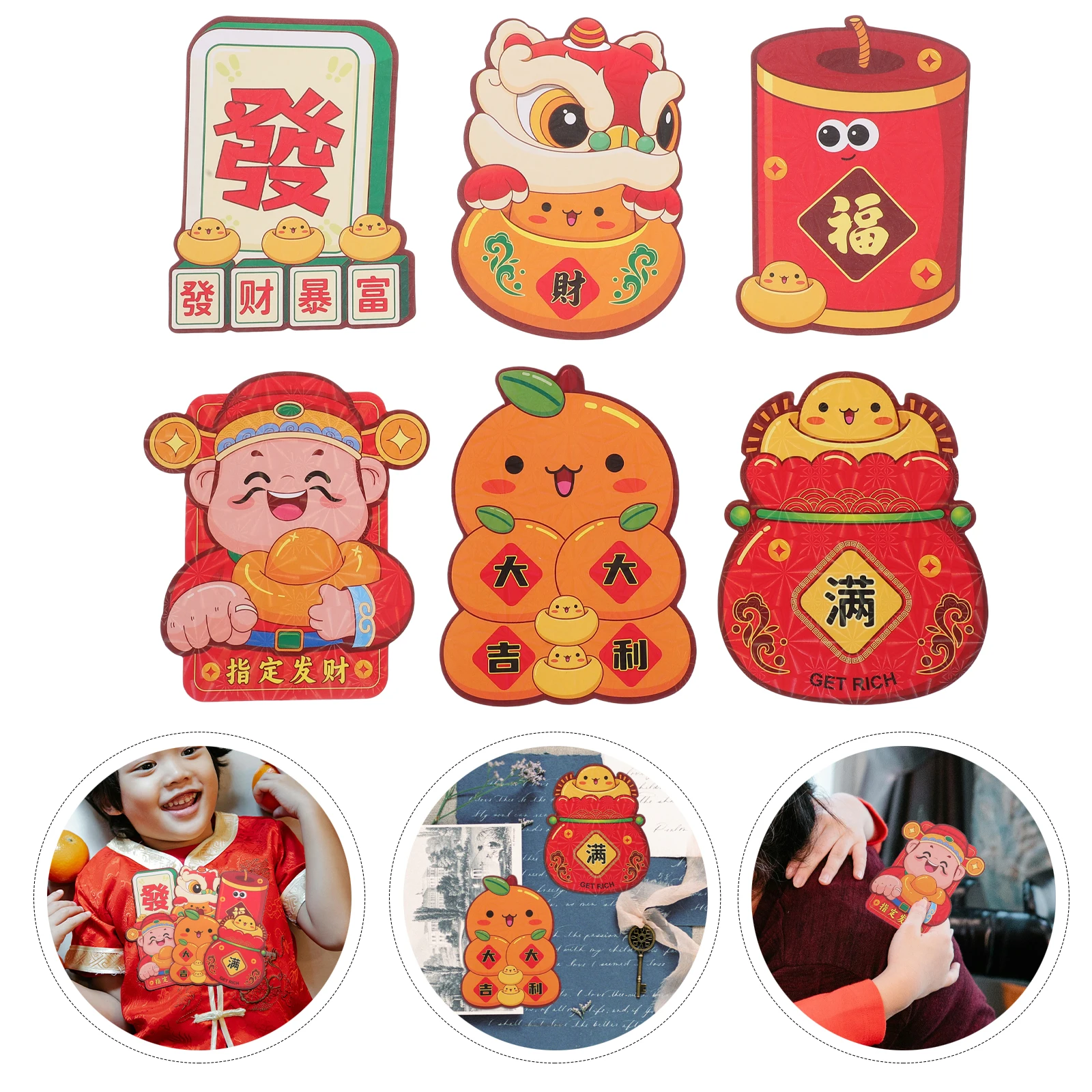 

6pcs 3D Cartoon Red Money Pockets 2025 Year Of The Snake Chinese New Year Envelopes Lunar Festival Cash Holders Decorations